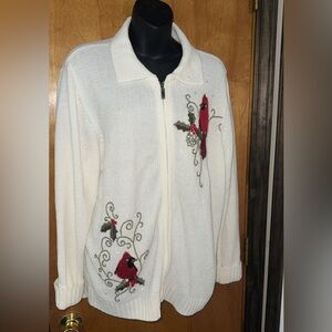 Allison Daley size L Christmas cardinal zip jacket